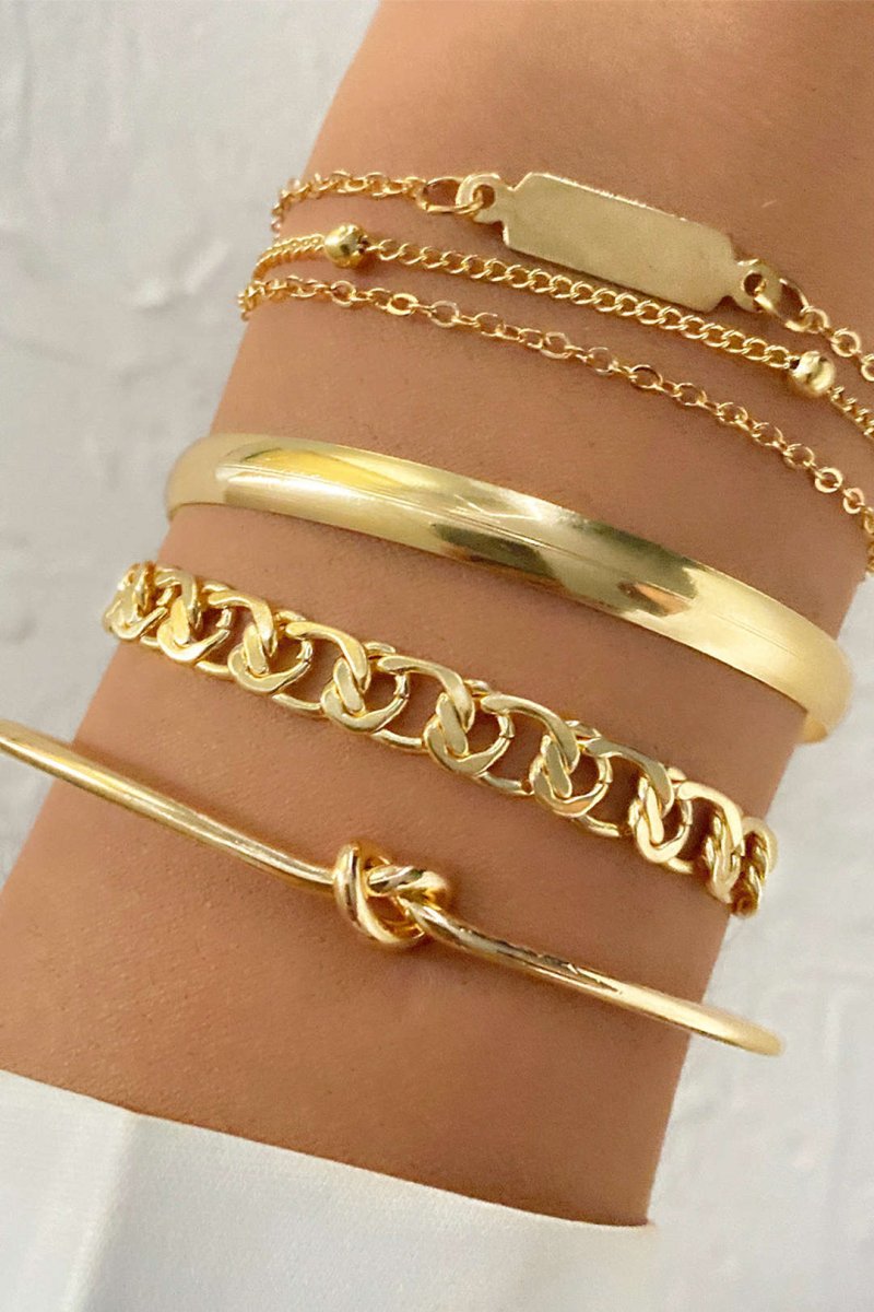 4 - pcs Metal Chain Bracelet Set
