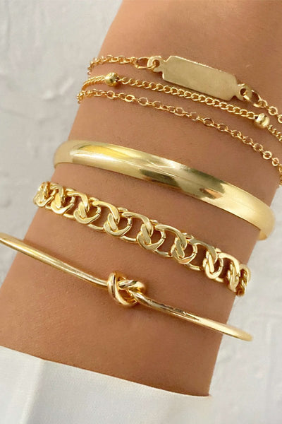 4 - pcs Metal Chain Bracelet Set