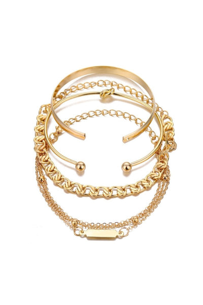 4 - pcs Metal Chain Bracelet Set
