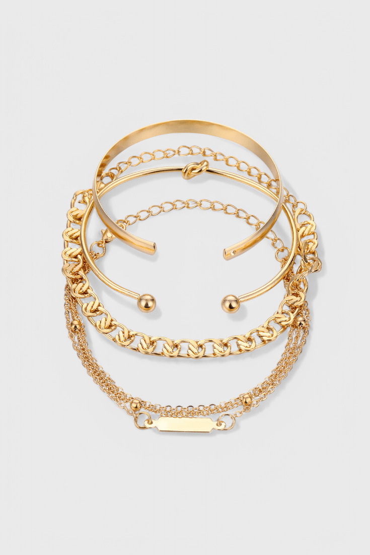 4 - pcs Metal Chain Bracelet Set