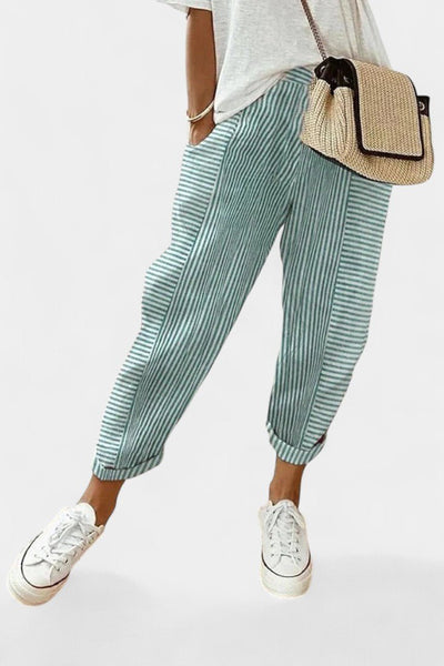 Alba Striped Linen - Blend Pants