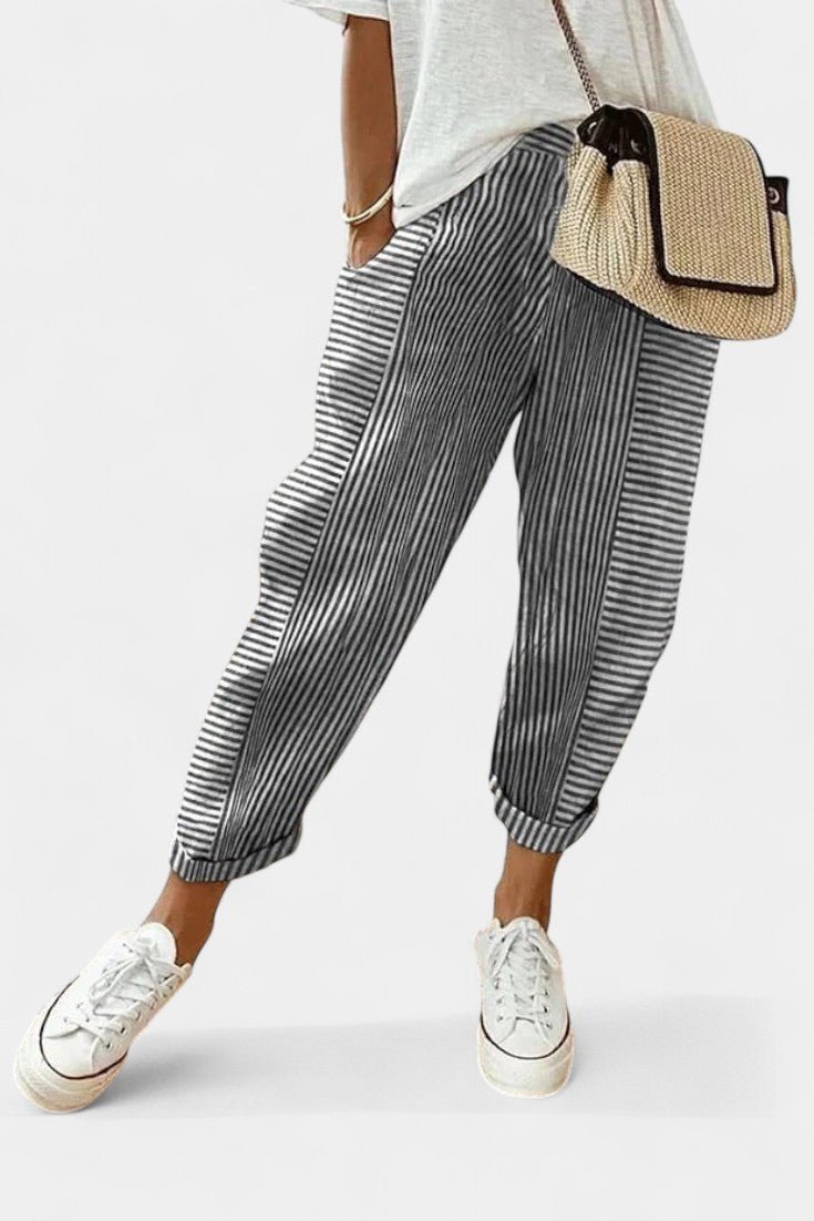 Alba Striped Linen - Blend Pants