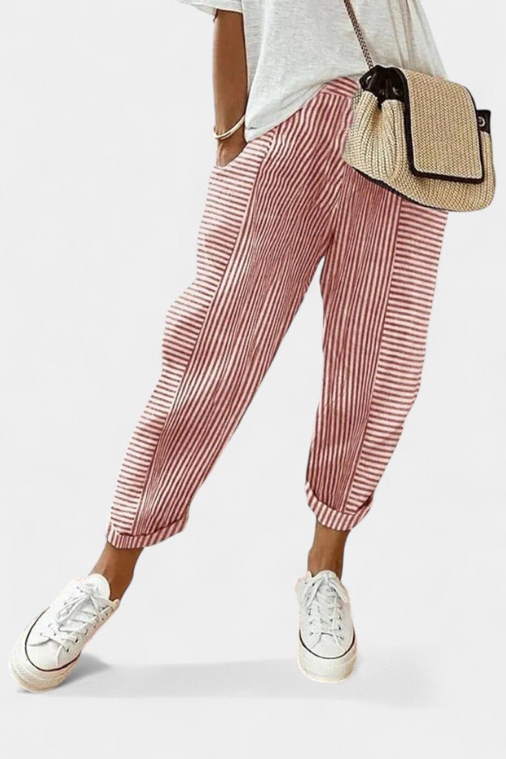 Alba Striped Linen - Blend Pants