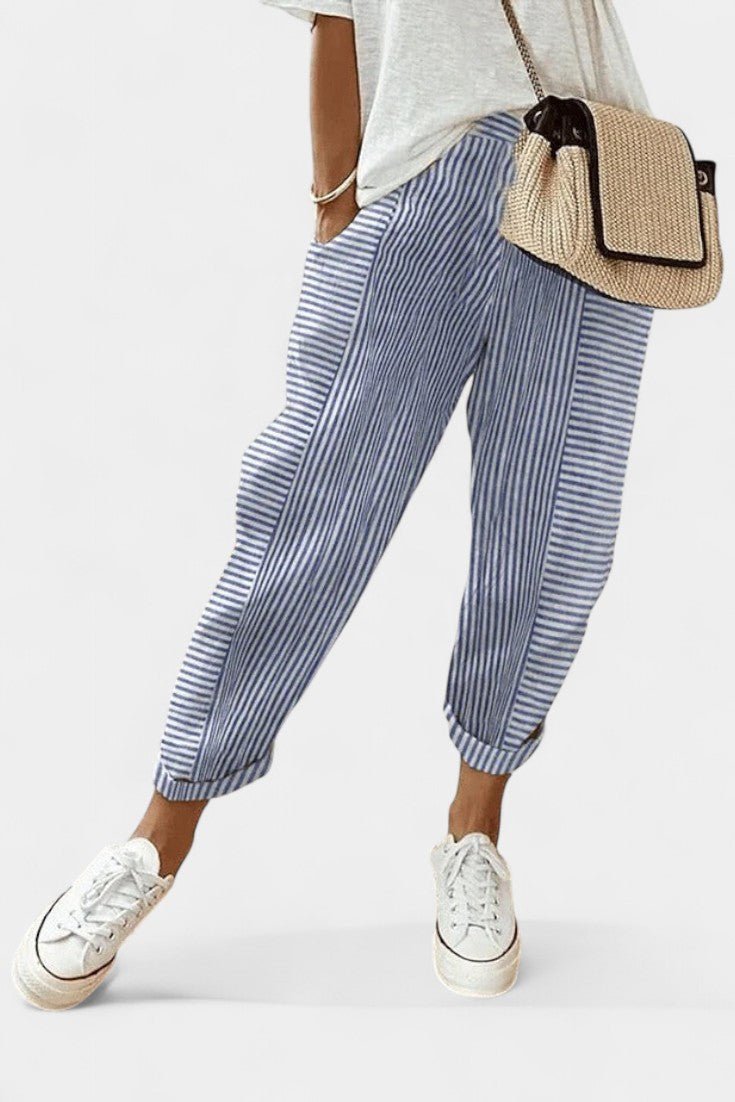 Alba Striped Linen - Blend Pants