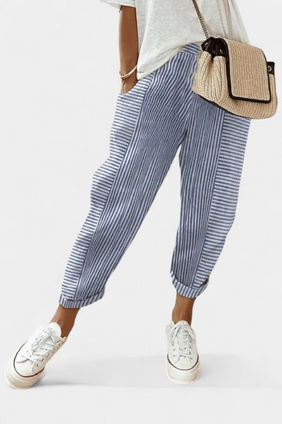 Alba Striped Linen - Blend Pants