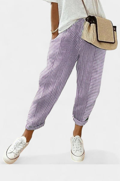 Alba Striped Linen - Blend Pants