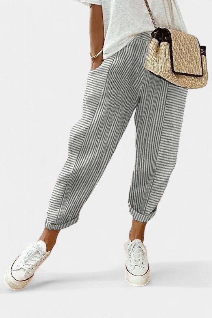 Alba Striped Linen - Blend Pants