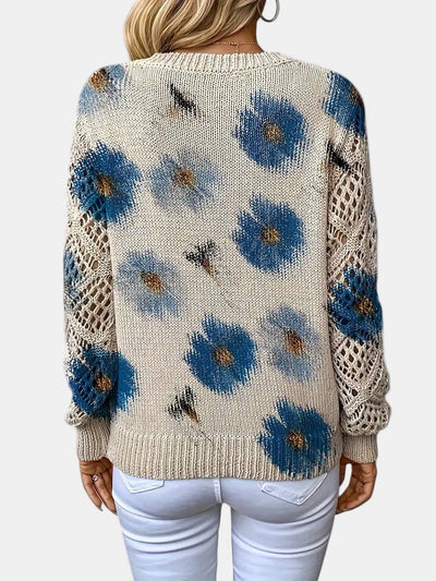 Amelie | Elegant Floral V - Neck Sweater