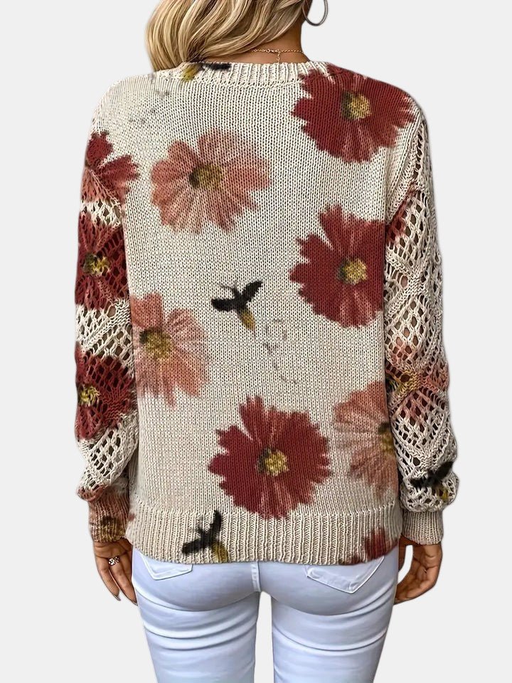 Amelie | Elegant Floral V - Neck Sweater