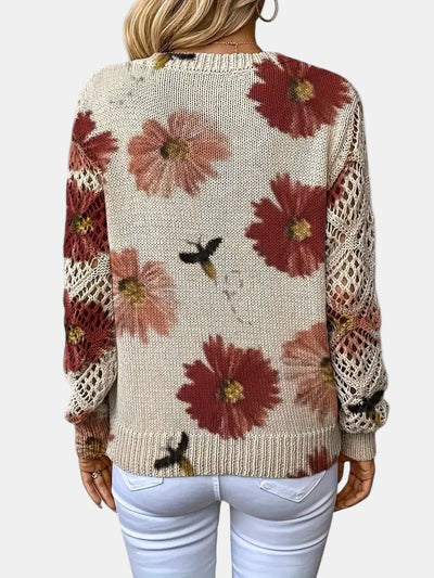 Amelie | Elegant Floral V - Neck Sweater