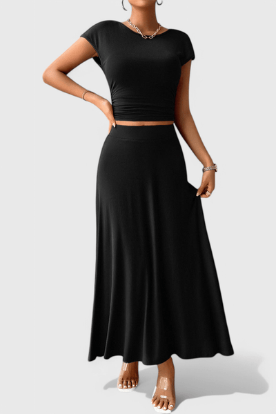 Anastasia | Ruched Crop Top & Flowing Skirt Co - Ord