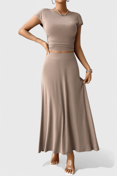 Anastasia | Ruched Crop Top & Flowing Skirt Co - Ord