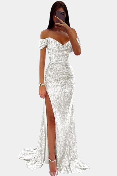Ariel | Off - Shoulder Sequin Mermaid Gown