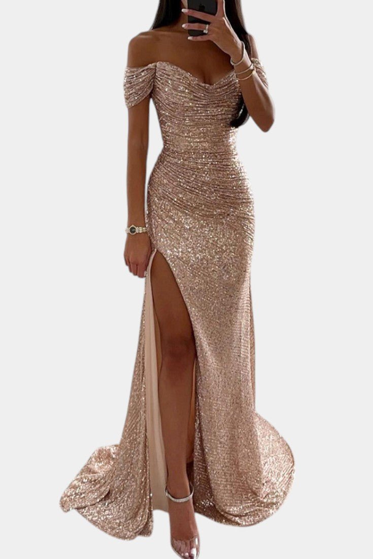 Ariel | Off - Shoulder Sequin Mermaid Gown