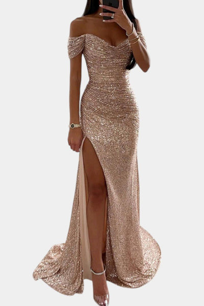 Ariel | Off - Shoulder Sequin Mermaid Gown