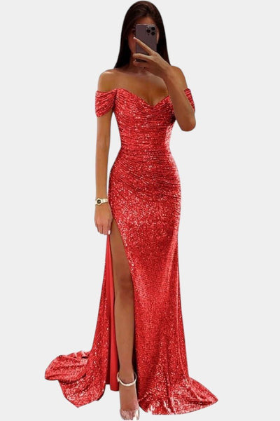 Ariel | Off - Shoulder Sequin Mermaid Gown
