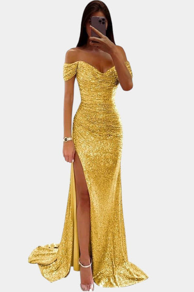 Ariel | Off - Shoulder Sequin Mermaid Gown