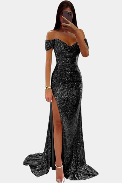 Ariel | Off - Shoulder Sequin Mermaid Gown