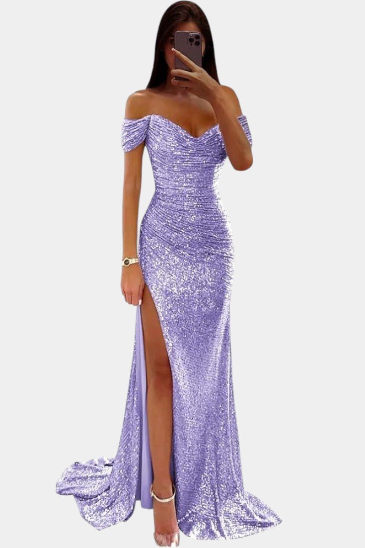 Ariel | Off - Shoulder Sequin Mermaid Gown