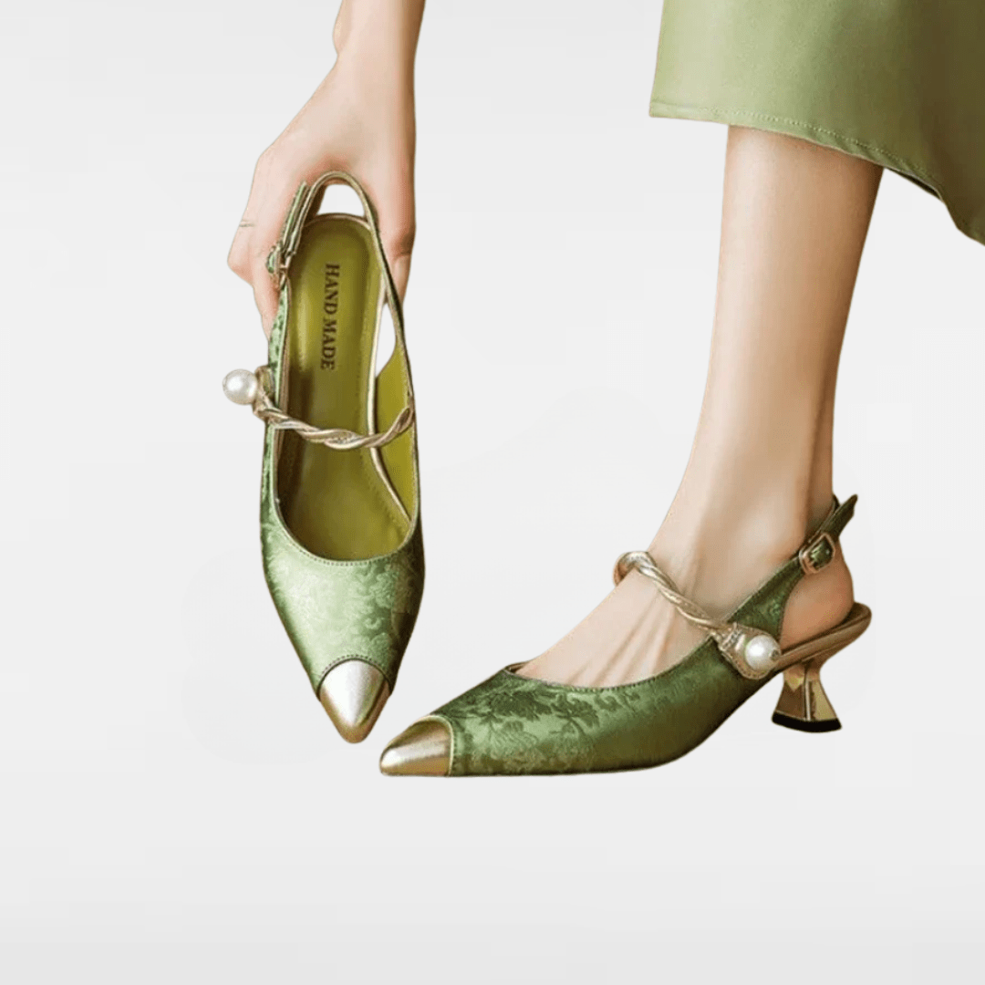 ASTRID | PEARL EMBELLISHED SLINGBACK HEELS