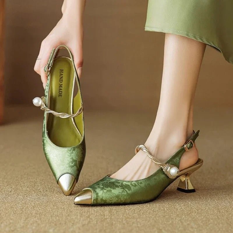 ASTRID | PEARL EMBELLISHED SLINGBACK HEELS