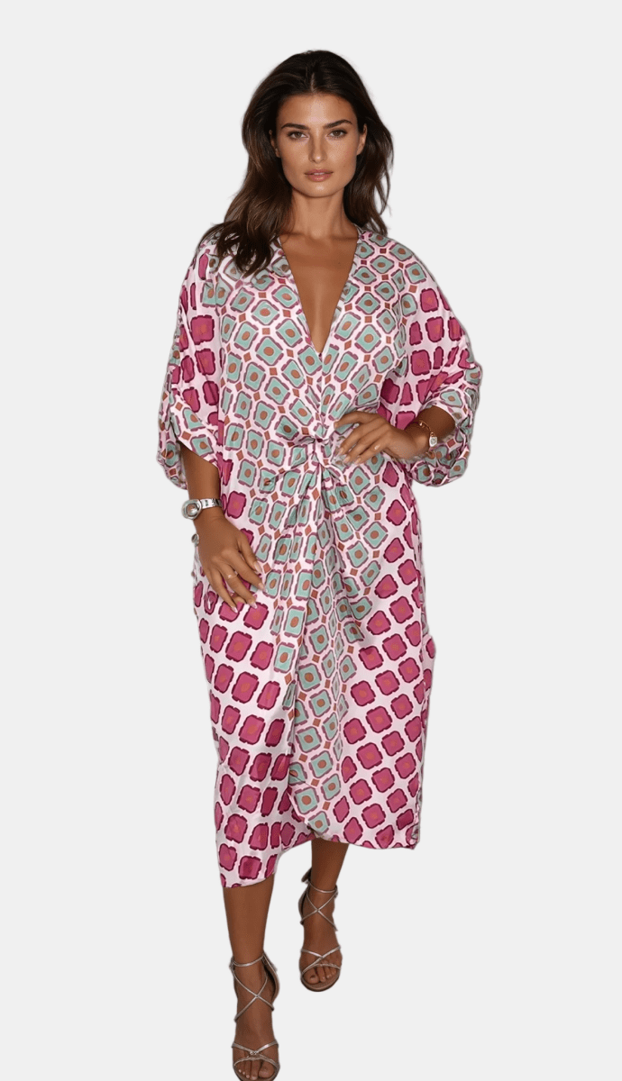 Babette | Boho V - neck Geometric Print Dress