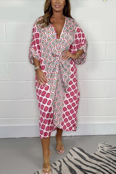 Babette | Boho V - neck Geometric Print Dress