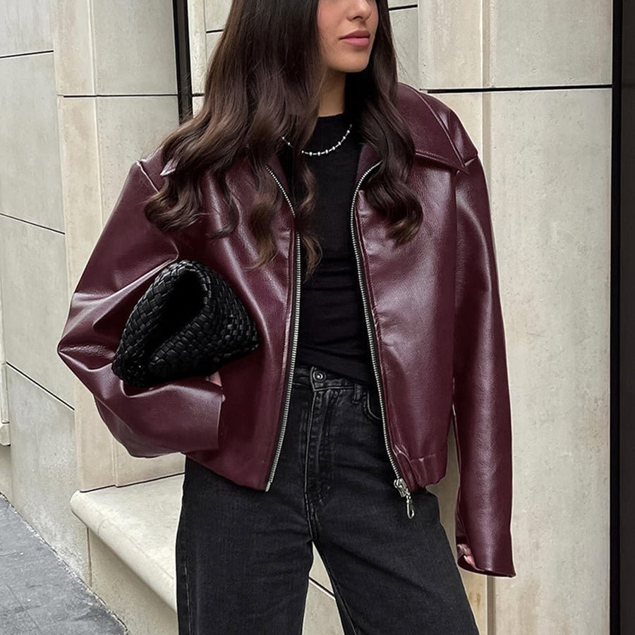 Burgundy Biker Jacket