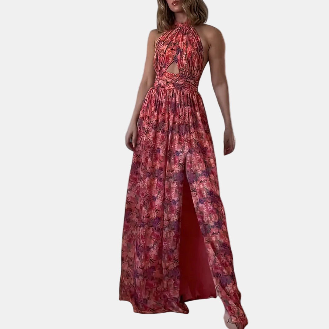 CASSIA | ELEGANT SIDE - SLIT FLORAL MAXI DRESS