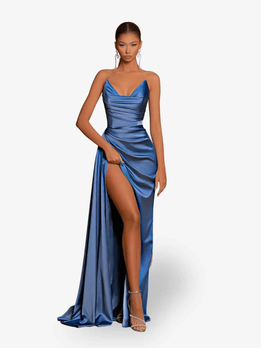 Celeste | Satin Split Sleeveless Maxi Dress