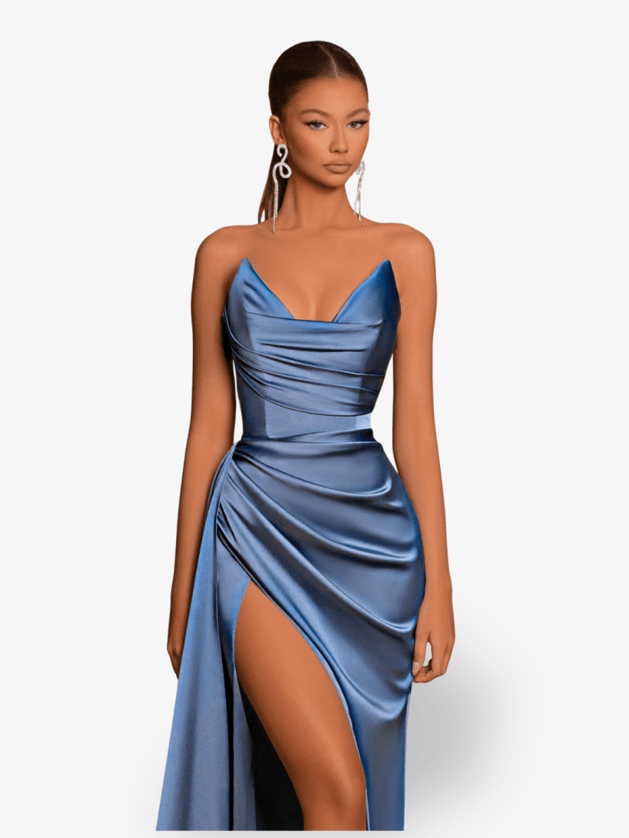 Celeste | Satin Split Sleeveless Maxi Dress