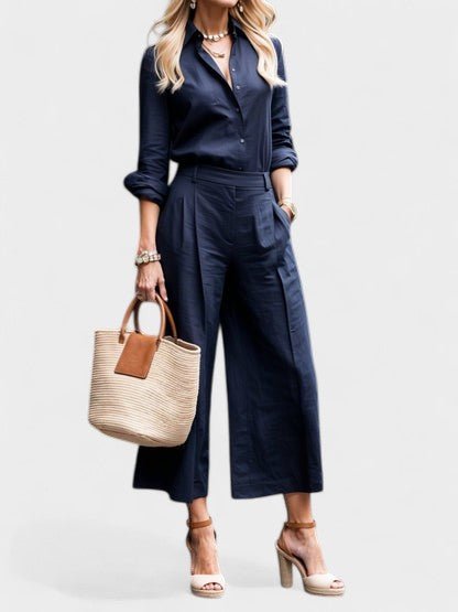 Celeste | Wide - Leg Linen Pants & Shirt Set