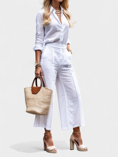 Celeste | Wide - Leg Linen Pants & Shirt Set