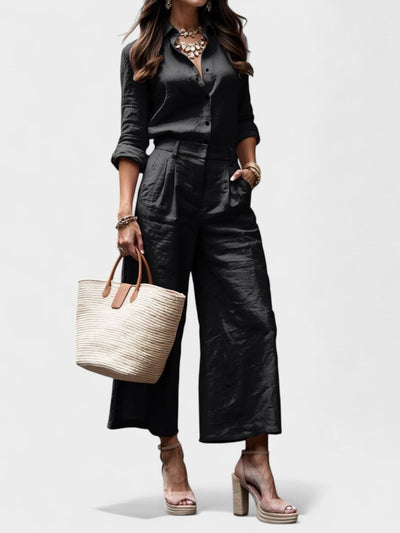 Celeste | Wide - Leg Linen Pants & Shirt Set