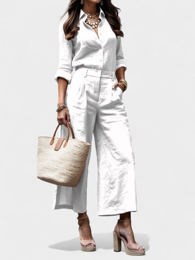 Celeste | Wide - Leg Linen Pants & Shirt Set