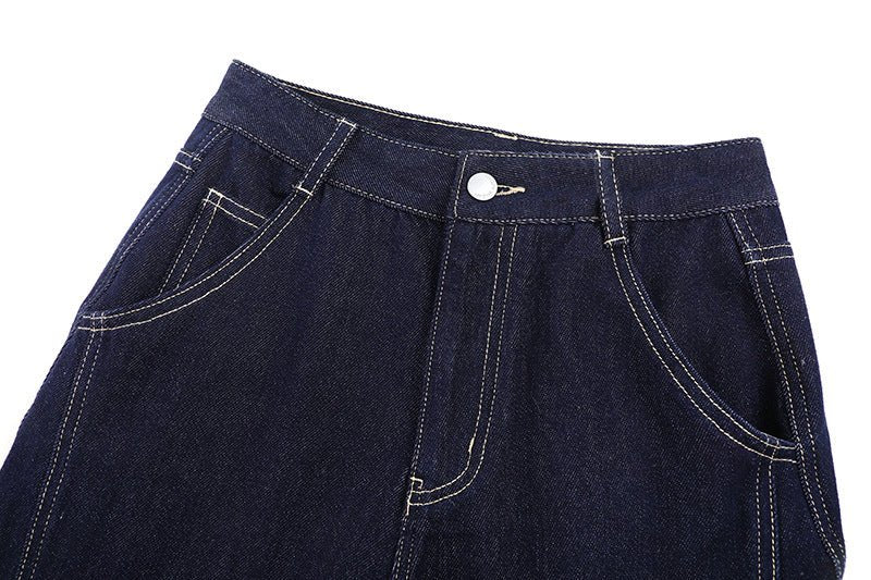 Clara™ | High - waisted jeans with sleeves & straight cut – refined silhouette