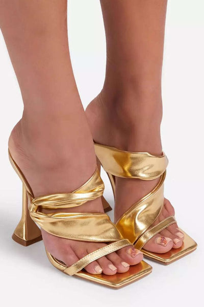 Clara | Metallic Square Toe High Heel