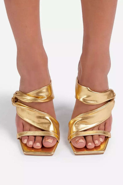 Clara | Metallic Square Toe High Heel