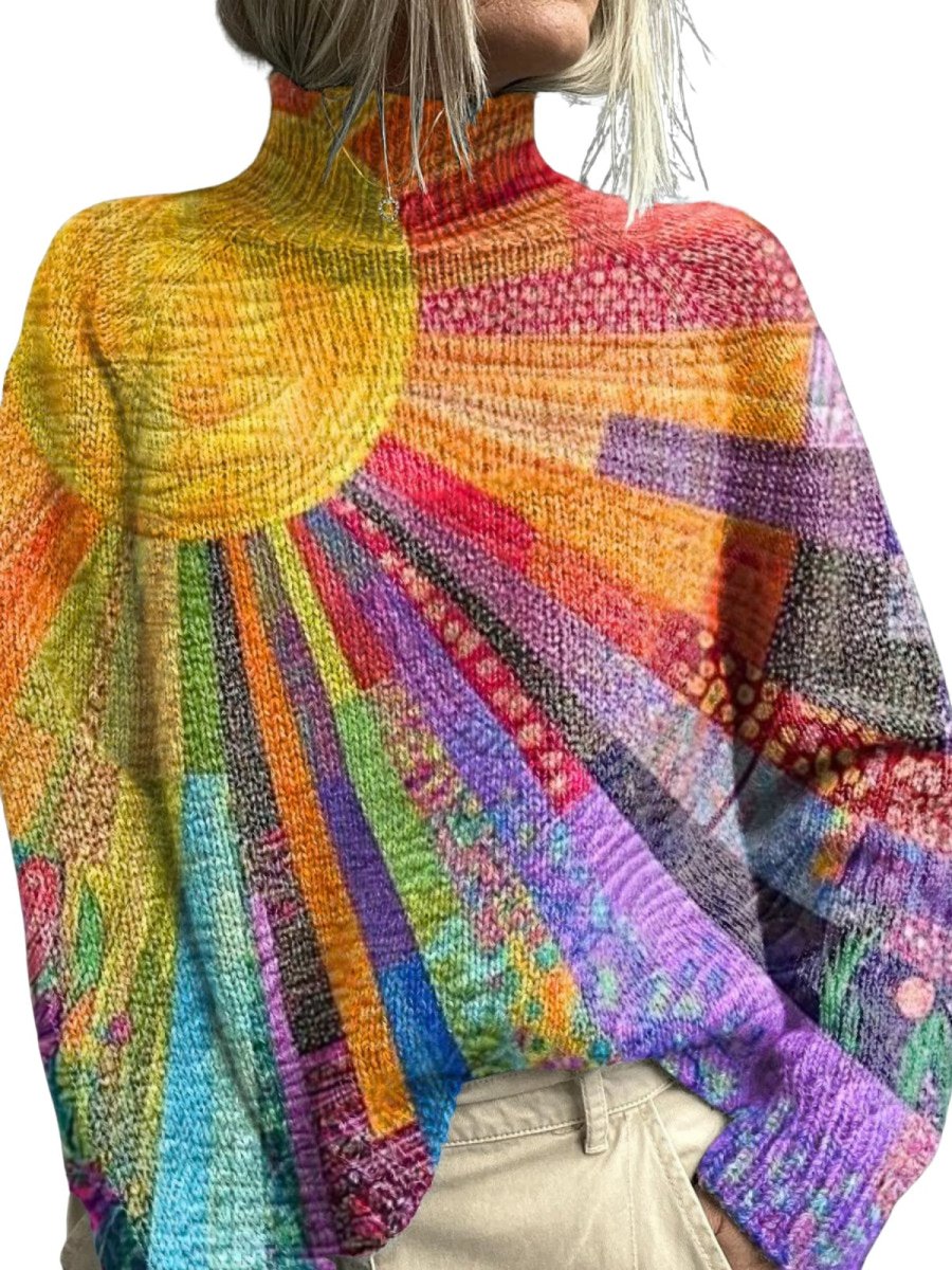 Colorful Sun - Printed Turtleneck Sweater
