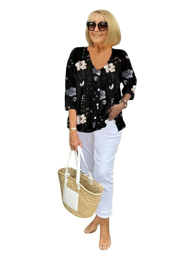 DELILAH | STYLISH FLORAL BUTTONED BLOUSE