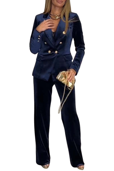 Double - breasted Velvet Suit