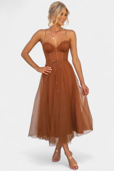 Eileen | Corset Tulle Midi Dress