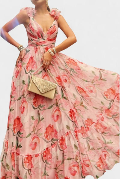 Elise | Backless Printed Maxi Dress