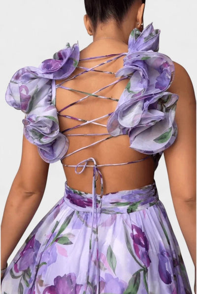 Elise | Backless Printed Maxi Dress