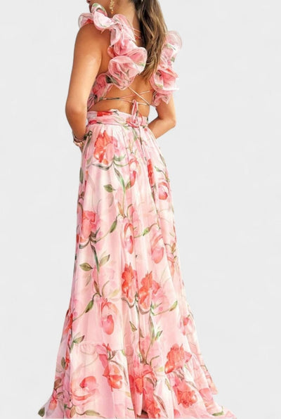 Elise | Backless Printed Maxi Dress