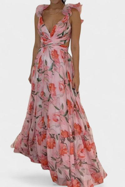 Elise | Backless Printed Maxi Dress