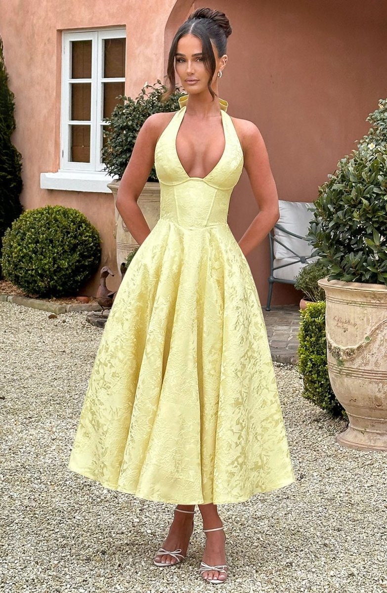 Esmeralda | Halter Sleeveless Midi Dress