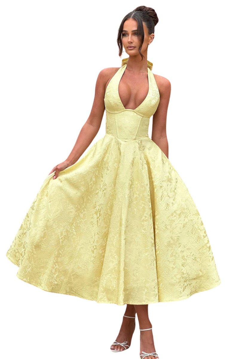 Esmeralda | Halter Sleeveless Midi Dress