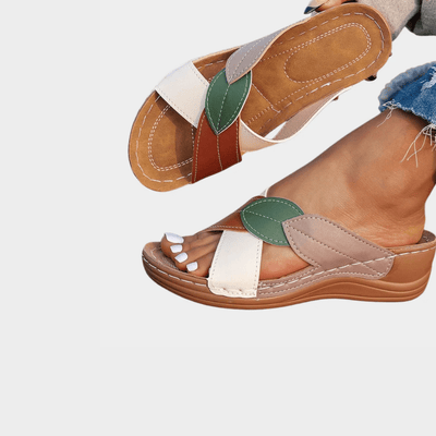 FIONA | STYLISH LEAF ACCENT SANDALS