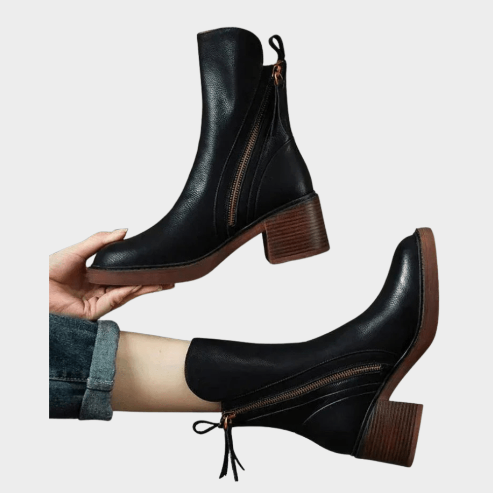 Gabriella | Comfortable Leather Ankle Heeled Boots
